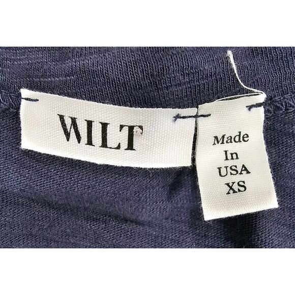 Wilt USA Shrunken Crew 3/4 Sleeve Mock Layer Tee Shirt Navy Blue WOMENS SIZE XS - Picture 8 of 12